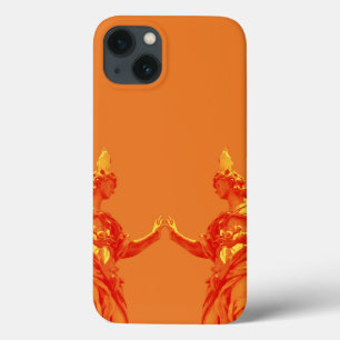 Orange colour digital art with sculptures iPhone 13 case