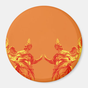 Orange colour digital art with sculptures magnet