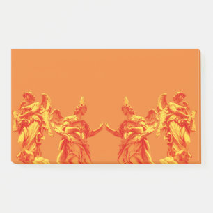 Orange colour digital art with sculptures post-it notes