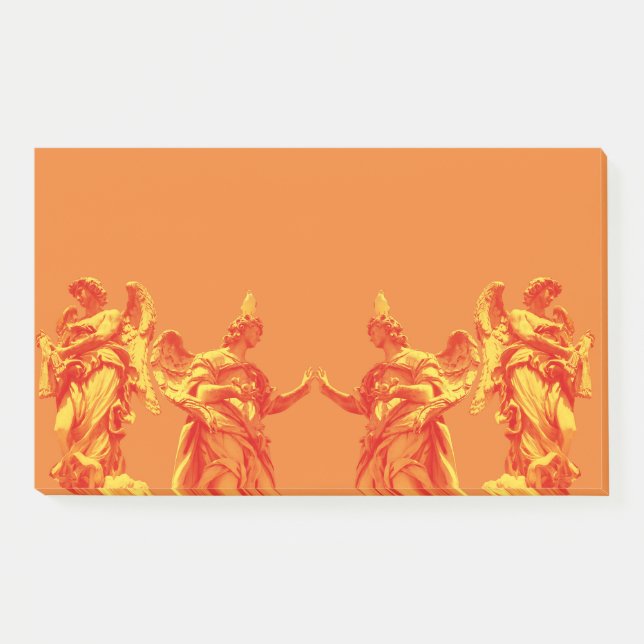 Orange colour digital art with sculptures post-it notes (Front)