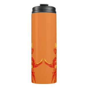 Orange colour digital art with sculptures thermal tumbler