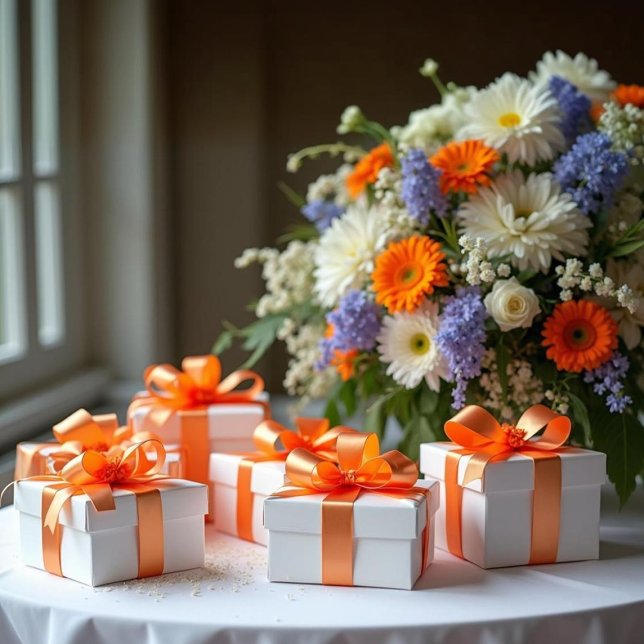 Orange Colour #EF8747 Satin Ribbon (Orange Color #EF8747 Satin Ribbon.)