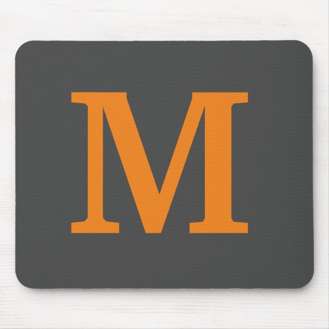 Orange colour Initial letter/monogram  Mouse Mat (Front)