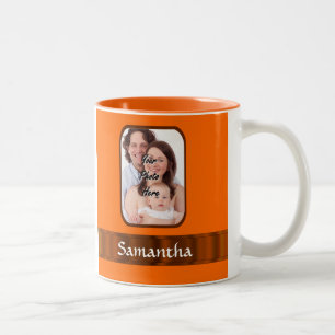 Orange colour personalised Two-Tone coffee mug