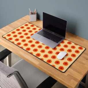 Orange Colour Rose Flower Seamless Pattern on Desk Mat