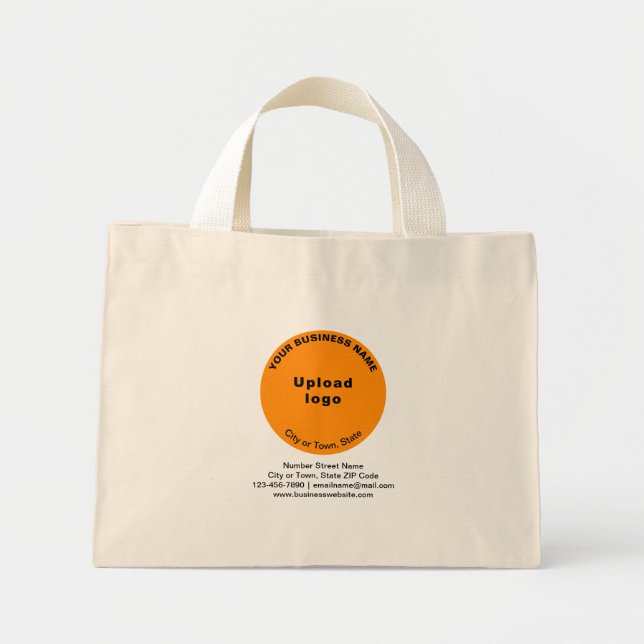 Orange Colour Round Shape Business Brand on Mini Tote Bag (Front)