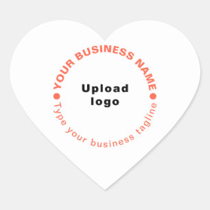 Orange Colour Texts Business Tagline on Heart Sticker