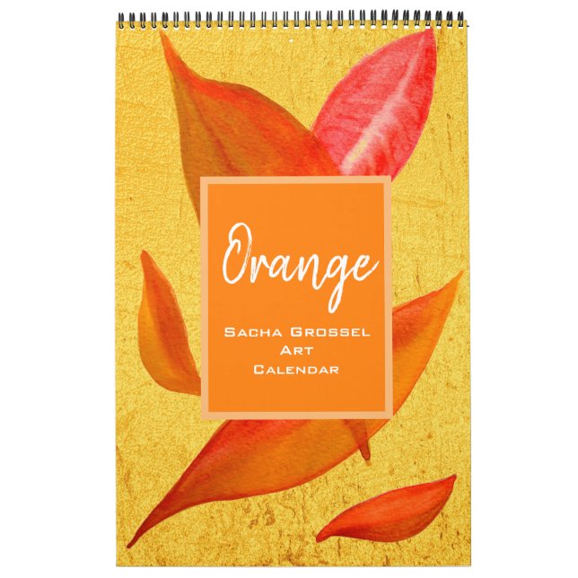 Orange colour watercolor art calendar Sacha Grosse (Cover)