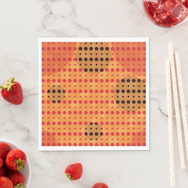 Orange Coloured Abstract Polka Dots (Dark) g9 Napkin (Insitu)