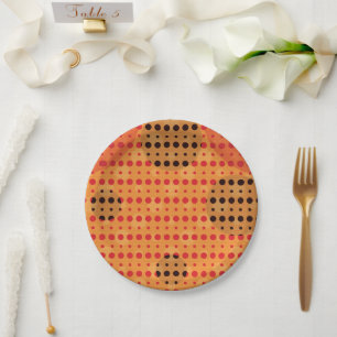Orange Coloured Abstract Polka Dots (Dark) g9 Paper Plate