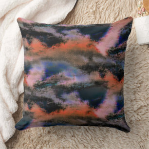 Orange coloured dark clouds texture drizzled offse cushion