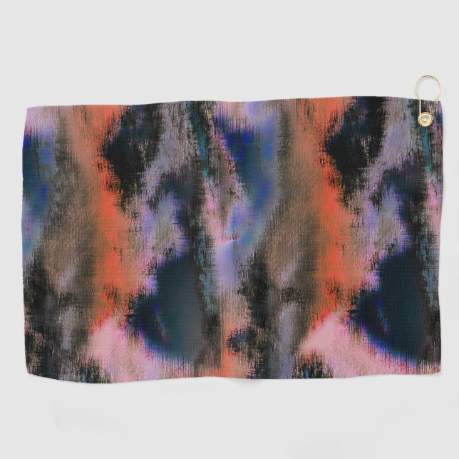 Orange coloured dark clouds texture drizzled offse golf towel (Horizontal)