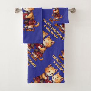 Orange-Coloured Scottish Feline Reciting Burns Bath Towel Set