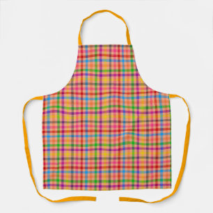 Orange Colourful Gingham Plaid Pattern Apron
