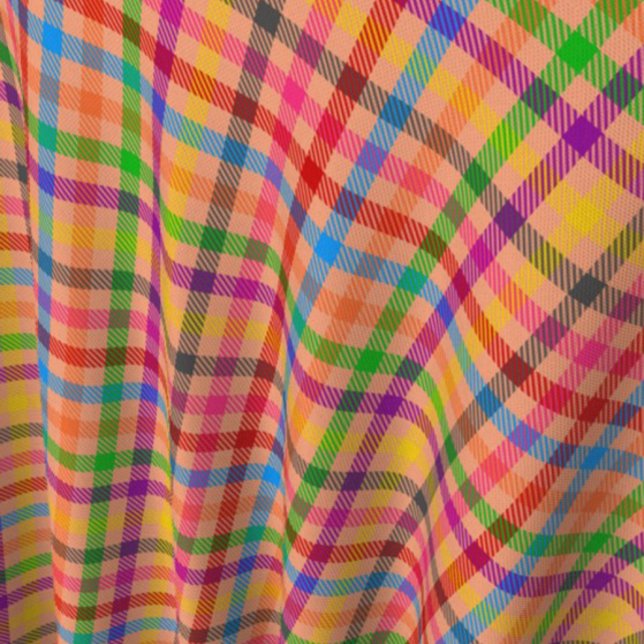 Orange Colourful Gingham Plaid Pattern  Fabric (Creator Uploaded)