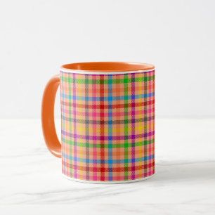 Orange Colourful Gingham Plaid Pattern Mug