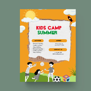 Orange Colourful Playful Kids Camp Summer Flyer