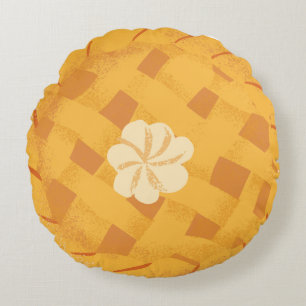 Orange Colourful Pumpkin Pie Thanksgiving Harvest Round Cushion