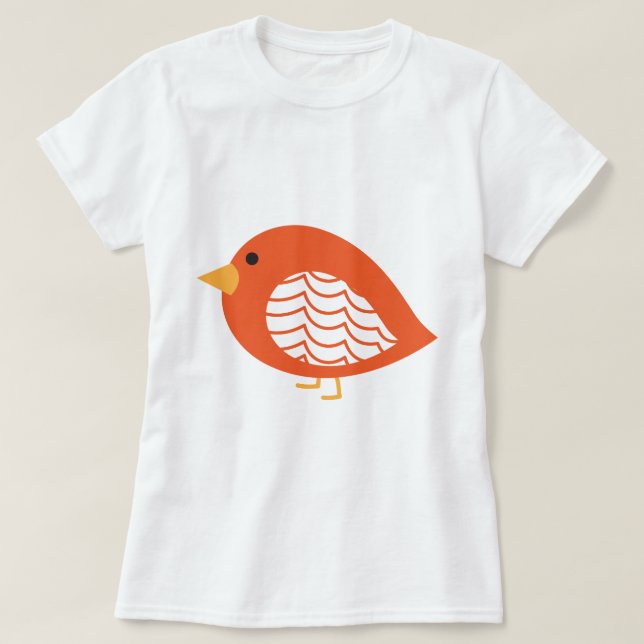 Orange colourful quirky birds T-Shirt (Design Front)