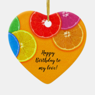 Orange colourful slices Birthday Ceramic Tree Decoration