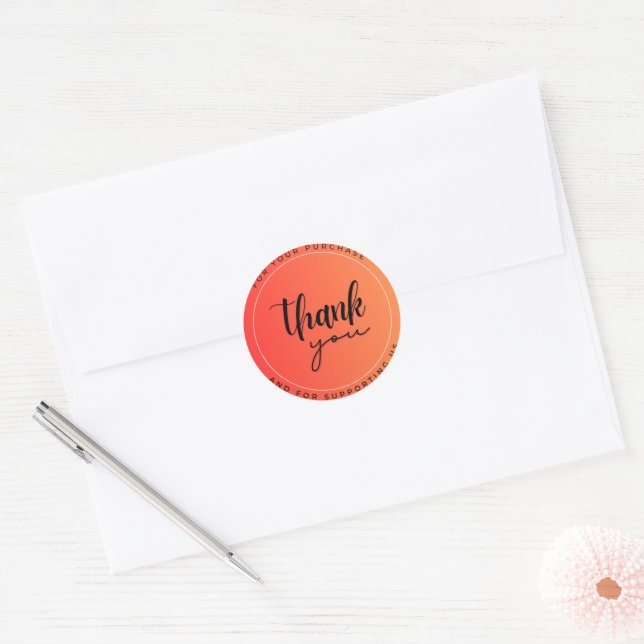 Orange Colourful Thank You Circle Sticker (Envelope)