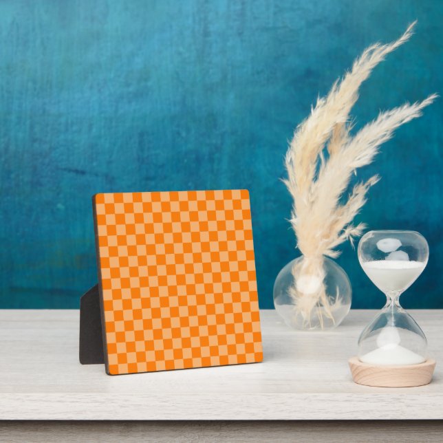 Orange Combination Chequerboard by Shirley Taylor Plaque (Insitu)