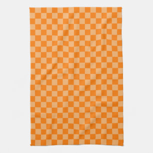 Orange Combination Chequerboard by Shirley Taylor Tea Towel