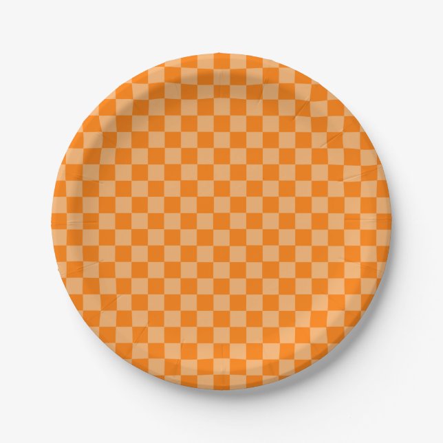 Orange Combination Chequerboard by ShirleyTaylor Paper Plate (Front)