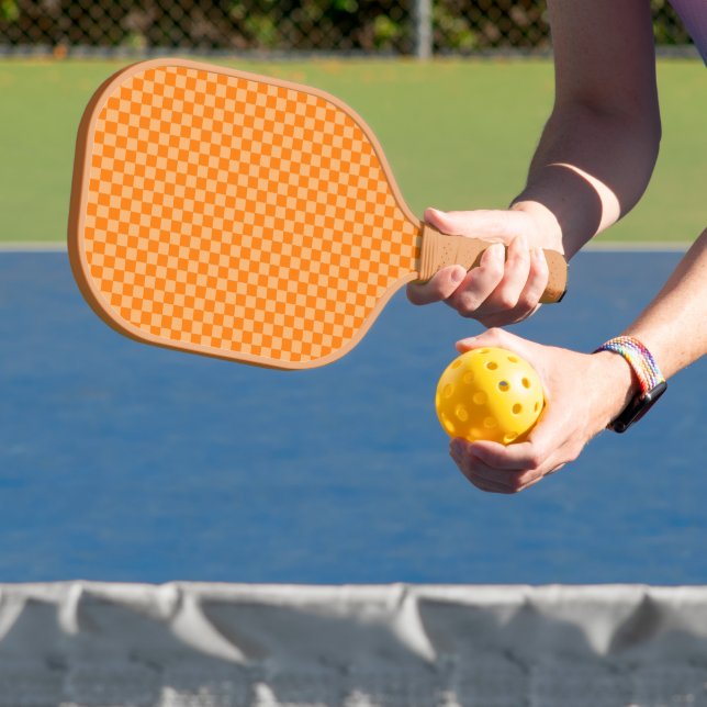 Orange Combination Chequerboard by STaylor Pickleball Paddle (Insitu)