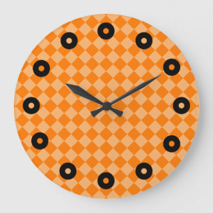 Orange Combination Diamond Pattern by STaylor Large Clock
