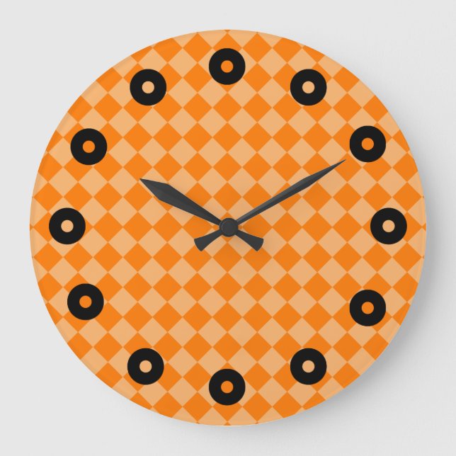 Orange Combination Diamond Pattern by STaylor Large Clock (Front)