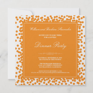 Orange Confetti Dinner Party Invitation