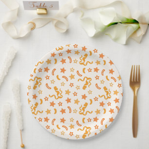 Orange Confetti Paper Plate