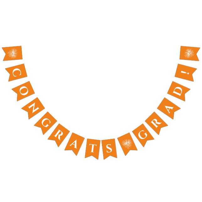Orange | Congrats Grad Bunting Flags w/ Fireworks (All)