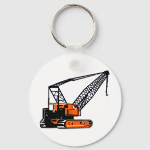 Orange Construction Crane Key Ring