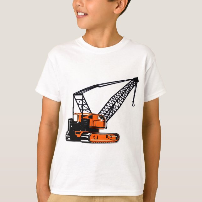 Orange Construction Crane T-Shirt (Front)