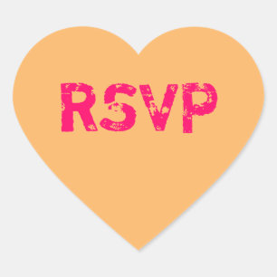 Orange Conversation Heart RSVP Heart Sticker