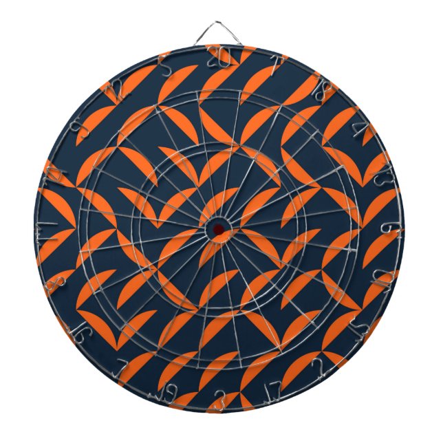 Orange, cool, modern, trendy wavy illustration dartboard (Front)