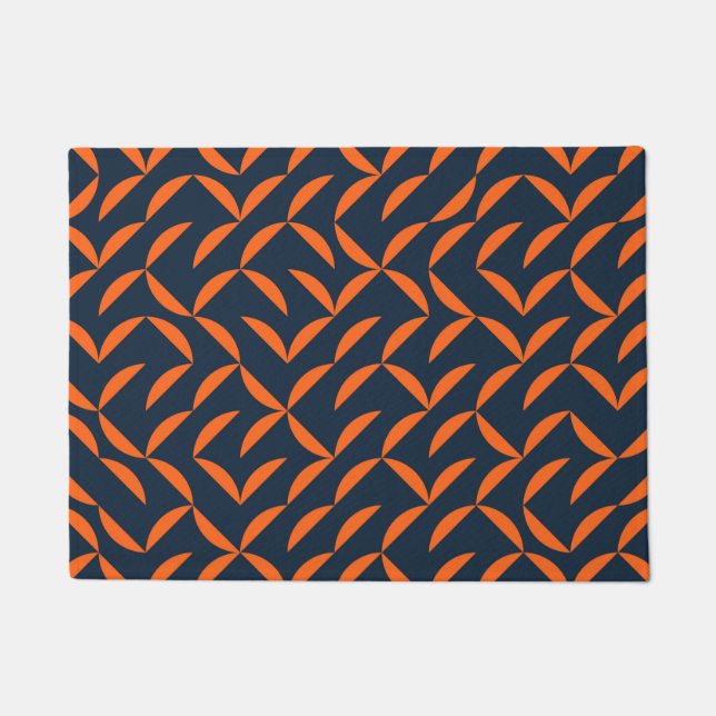 Orange, cool, modern, trendy wavy illustration doormat (Front)
