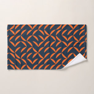 Orange, cool, modern, trendy wavy illustration hand towel