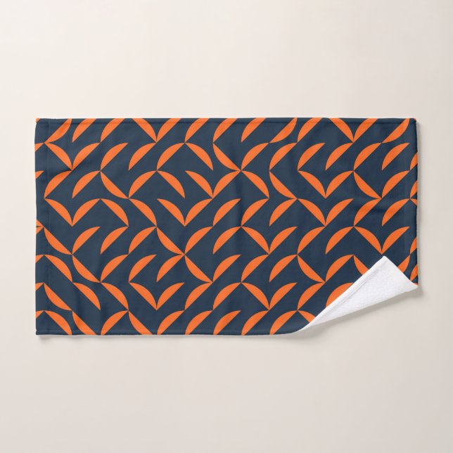 Orange, cool, modern, trendy wavy illustration hand towel (Hand Towel)