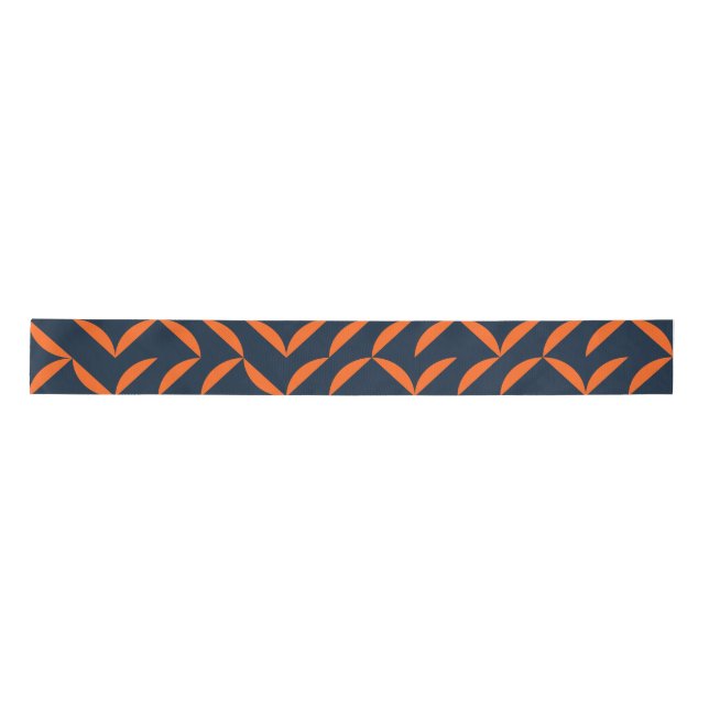 Orange, cool, modern, trendy wavy illustration satin ribbon (Front)