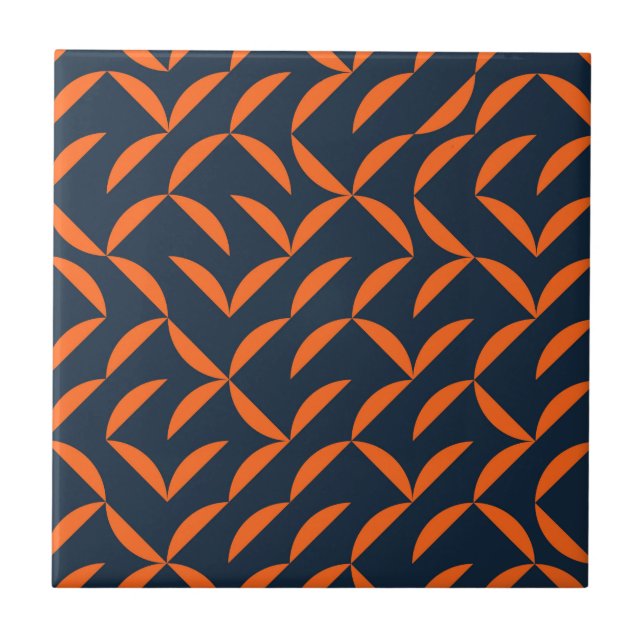 Orange, cool, modern, trendy wavy illustration tile (Front)