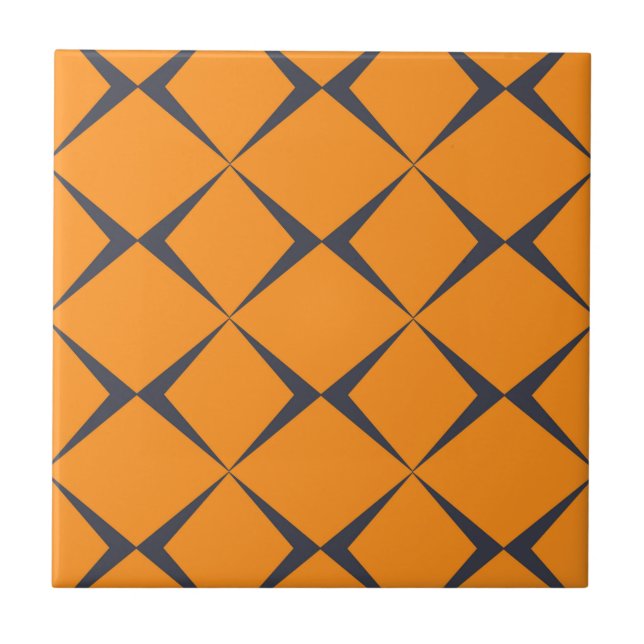 Orange, cool, simple, trendy, chevron shapes tile (Front)