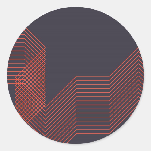 Orange cool  simple trendy decorative illustration classic round sticker (Front)