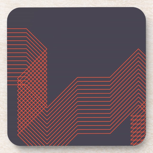 Orange cool  simple trendy decorative illustration coaster (Front)