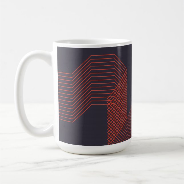 Orange cool  simple trendy decorative illustration coffee mug (Left)