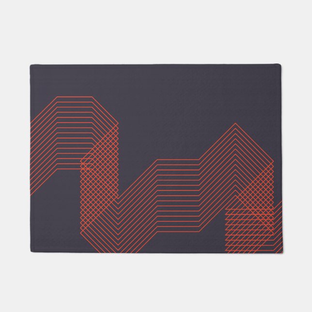 Orange cool  simple trendy decorative illustration doormat (Front)