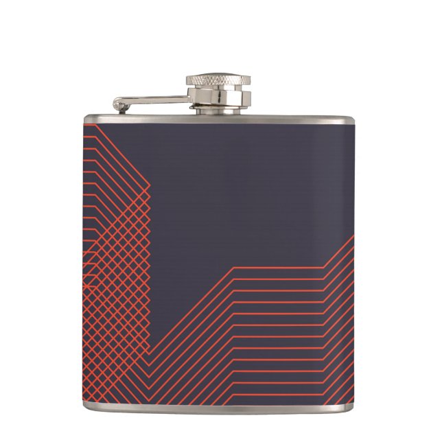 Orange cool  simple trendy decorative illustration hip flask (Front)