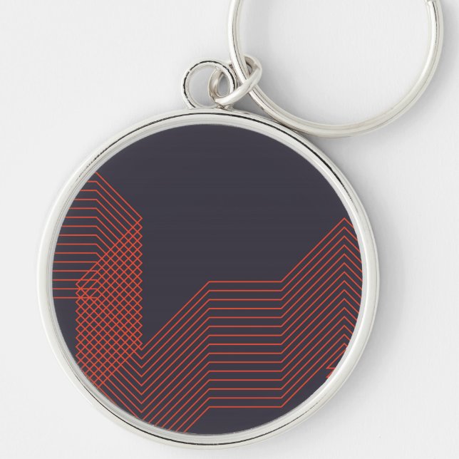 Orange cool  simple trendy decorative illustration key ring (Front)